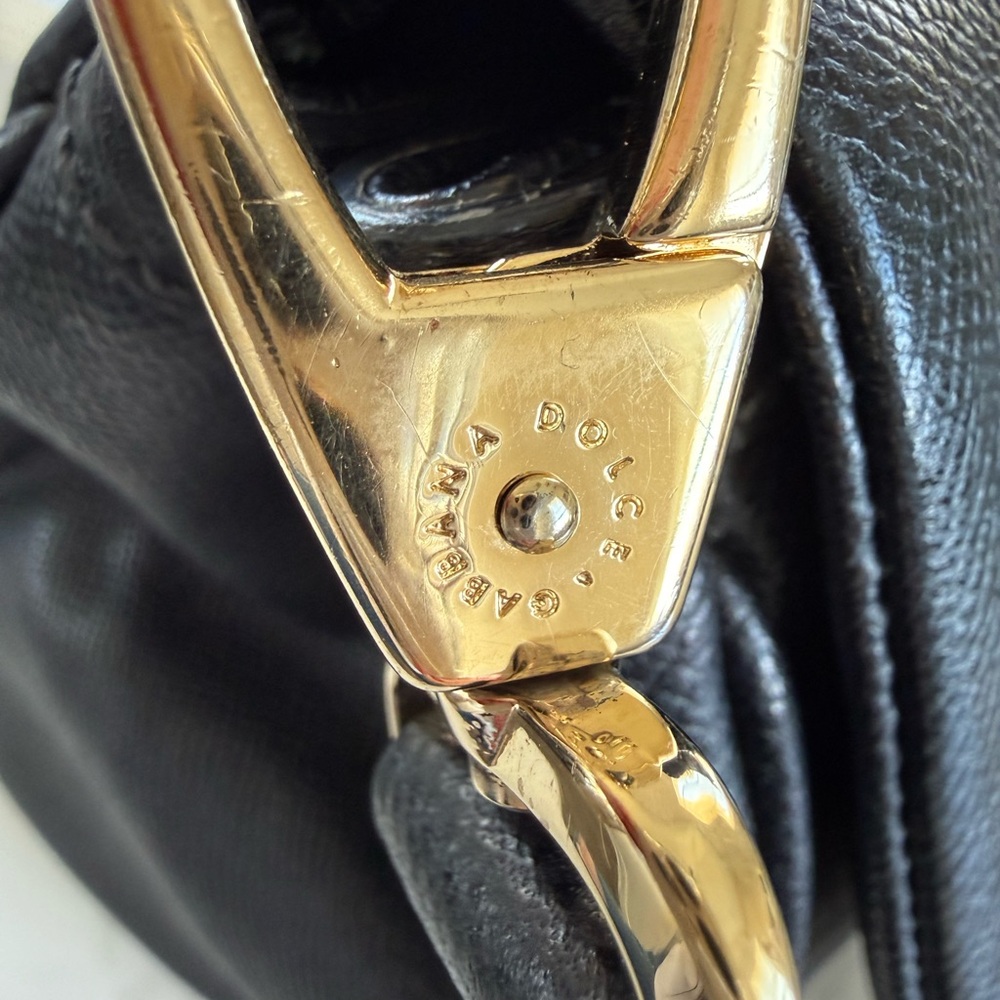 Dolce & Gabbana Miss Sicily M Size Black Leather Satchel with Gold Hardware. - Picture 7 of 9